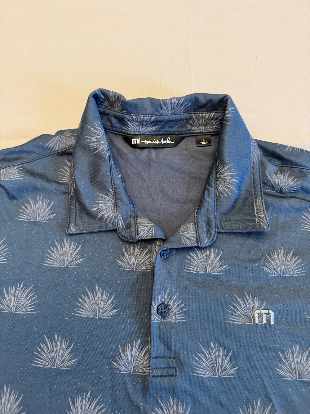 Travis Mathew Navy Blue Printed Short-Sleeve Polo